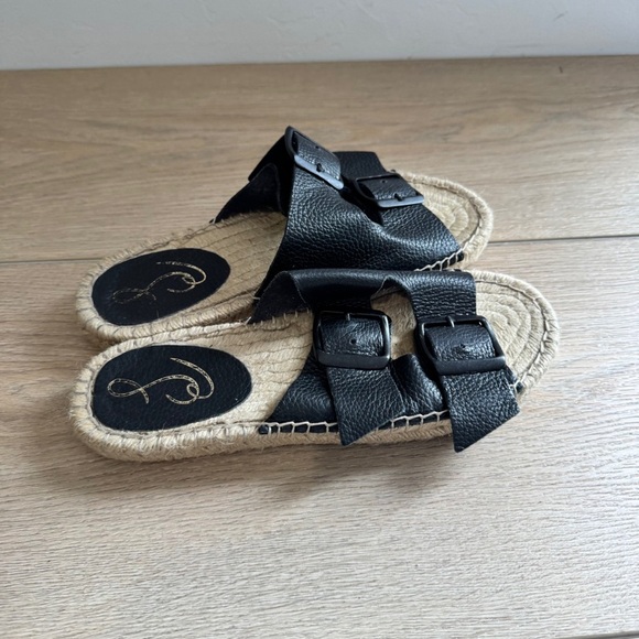 SAM EDELMAN Becca Black Leather Slide Sandal Espadrille - Picture 3 of 6